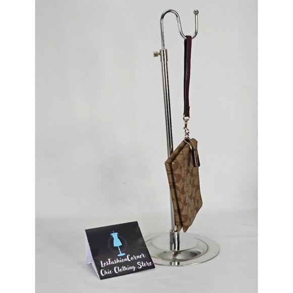 Coach Signature Women's Brown Leather Double Zip Wristlet Wallet 144 - Picture 8 of 12